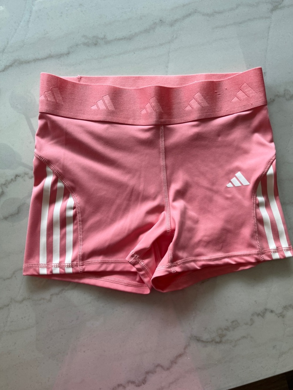 adidas Performance Bike Shorts with White Logo in peachy pink